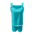 thumbnail image 5 of WAYUTE Shorts Sets Women 2 Piece Outfits Elegant Sleeveless Round Neck Tank Top Shorts Solid Color Casual Beach Outdoor Summer Outfit, 5 of 5