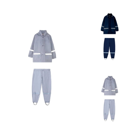 Kids Waterproof Rain Suit, Hooded Rain Jacket and Pants Set for Boys & Girls, Lightweight Outdoor Rain Gear for Hiking, Camping & School