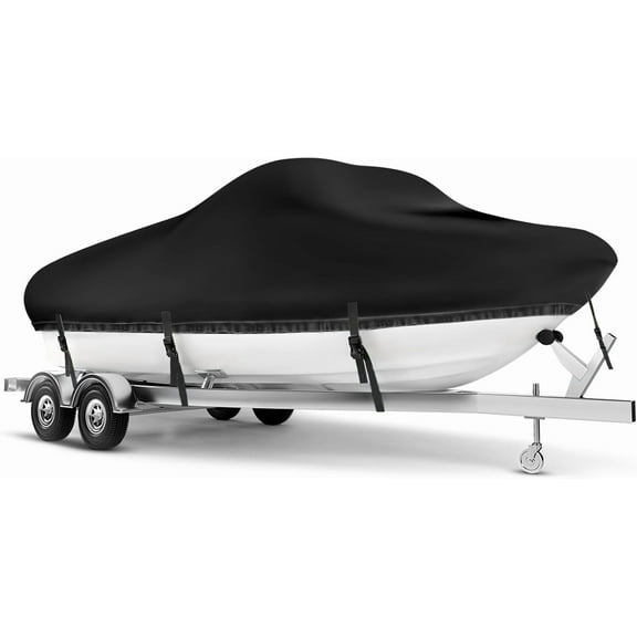 Boat Cover 17-19 ft, Waterproof 900D Heavy Duty Boat Cover, PU Marine Grade Polyester Boat Covers 17-19 ft, Fits Bass, V-Hull, Tri-Hull, Runabout, Jon, Fishing, Trailerable, Beam Width 115 inch