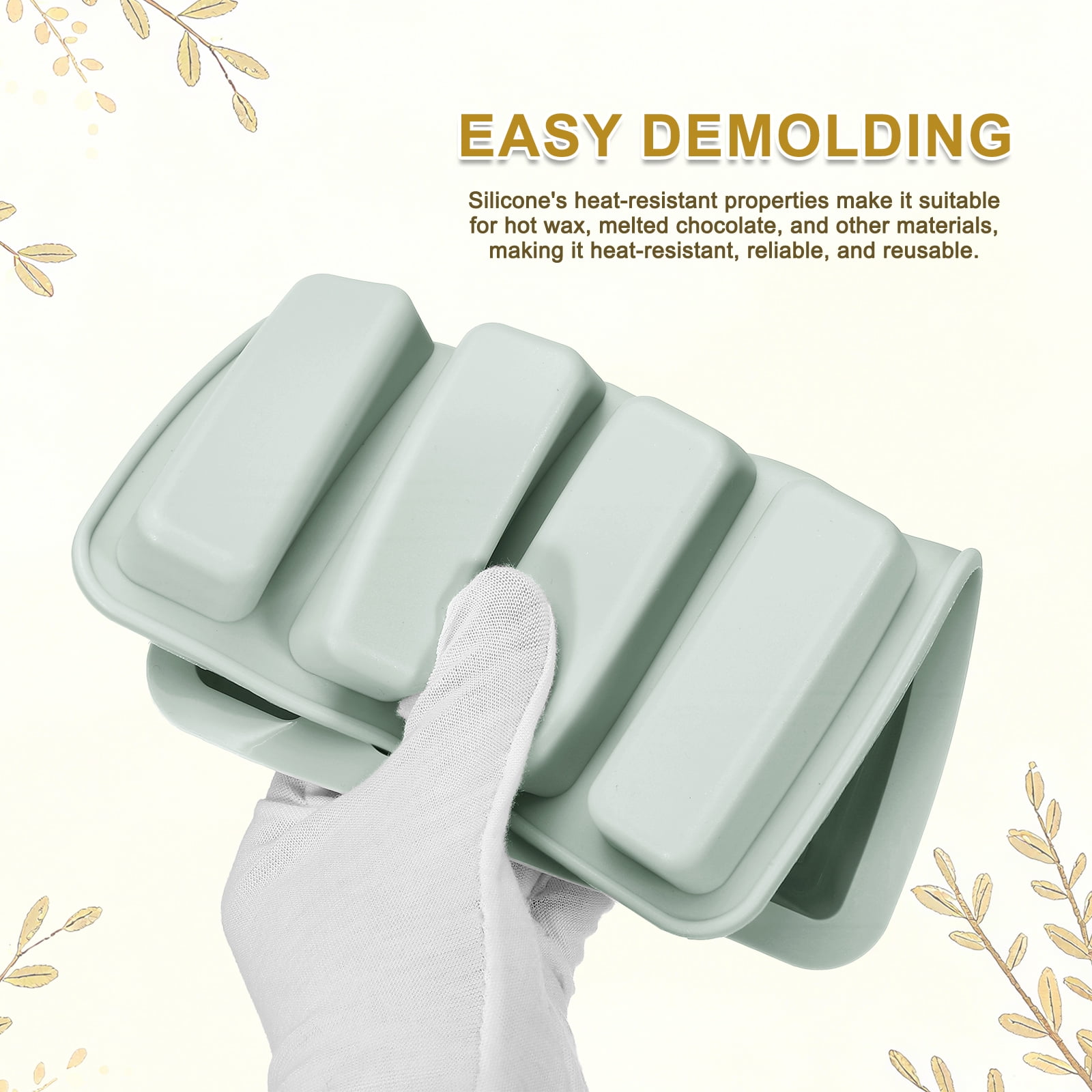 Beeswax Candle Mould,8Grids Beeswax Bar Mould Makes 8 x 2.8oz Reusable Easy Release Bees Wax Module for Wax Candle Making Butter Candy Chocolate Grey 2Pcs