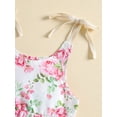 thumbnail image 5 of Seyurigaoka Infant Baby Girl Summer Jumpsuit Floral Print Bottom Snap Sleeveless Romper Outdoor Wear Casual Strap Clothes, 5 of 9