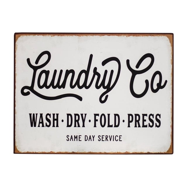 Laundry Co. Letrero De Metal Vintage Envejecido Para Decoración De Lavandería