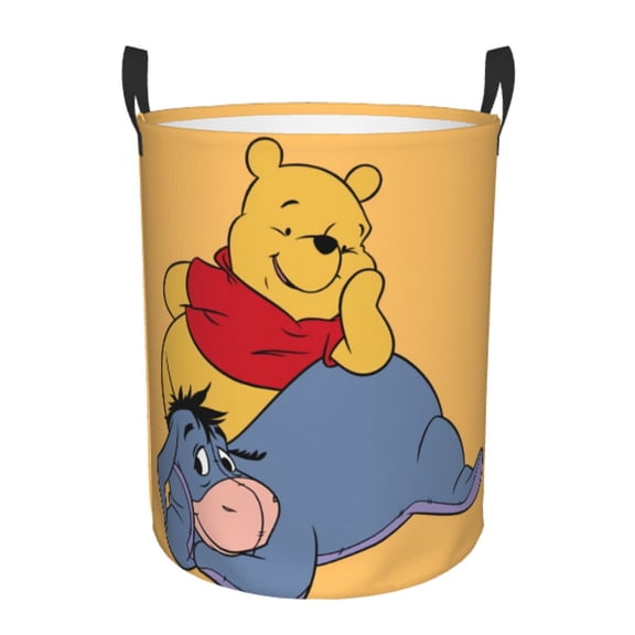 Eeyore Laundry Hamper with Handles, Foldable Waterproof Circular Basket, Kids Toys Dirty Clothes Storage Organizer Basket for Bedroom Bathroom Nursery Dorm Small