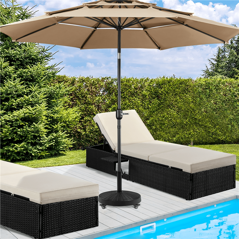 Renwick 55 lb Heavy-Duty Resin Patio Umbrella Base with Wheels, Black
