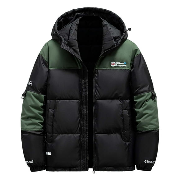 Men's Winter Thickened Colour Blocking Warm With Pockets Casual Style Coat Jacket