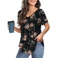 thumbnail image 3 of McVanedy Women's Pleated Flare Top V Neck Button Plus Size Short Sleeve Top M-4XL, 3 of 9