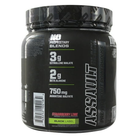MusclePharm Assault Black Pre Workout Powder, Strawberry Lime, 30 Servings