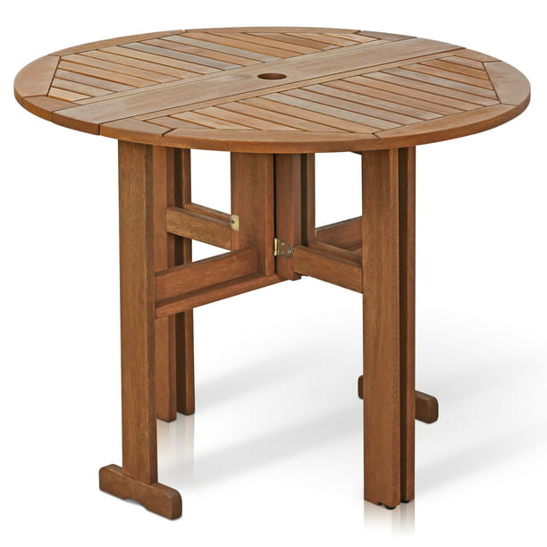 Furinno Tioman Outdoor Hardwood Eg, Small Round Wooden Garden Table