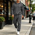thumbnail image 2 of Delconic Mens Hoodie and Jogger Set Pullover Hooded Sweatshirt and Drawstring Sweatpants Casual Athletic Two Piece Outfit Dark Gray 2XL, 2 of 9