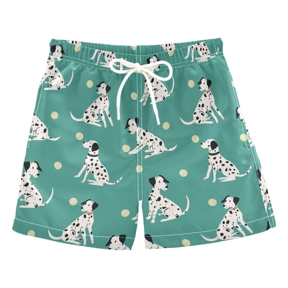 joogoo Boy Swim Trunks Dalmatian Dog Tennis Pattern Bathing Beach Board Shorts Medium