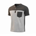 thumbnail image 6 of USNSM Men's Henley Shirts Short Sleeve Button T-Shirts Casual Summer Classic Pocket Color Block Pullover Tee Tops Gray XXXL, 6 of 8