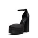 thumbnail image 1 of Tacones Plataforma con Bloque para Mujer DREAM PAIRS en Satén Negro, Talla 8, 1 of 9