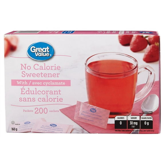 Great Value No Calorie Sweetener - with Cyclamate, 200 packets, cyclamate
