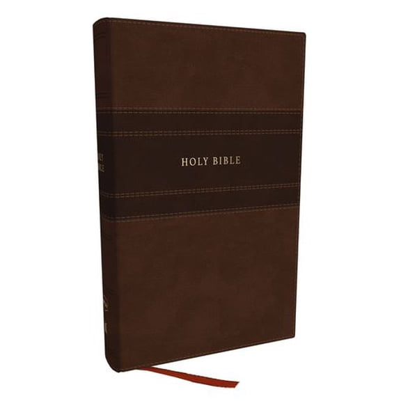 NKJV Personal Size Large Print Bible with 43,000 Cross References, Brown Leathersoft, Red Letter, Comfort Print