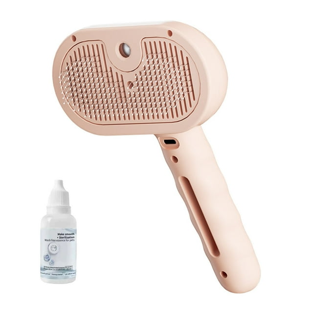 Pink Spray Comb Pet Grooming Tool No Flying Hair Needle Comb Detangling Comb With Leave In Conditioner Charging Cable For Dogs Cats Pet Grooming Supplies
