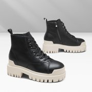 CMR CHAMARIPA Elevator Shoes For Women - Black Leather Height Increasing Boots 8CM / 3.15 Inches