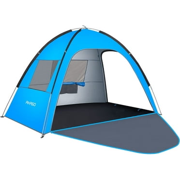 AKASO Beach Tent for 3-4 Person, UPF 50  Assemble 7.4' x 4.7' Beach Tent, Blue