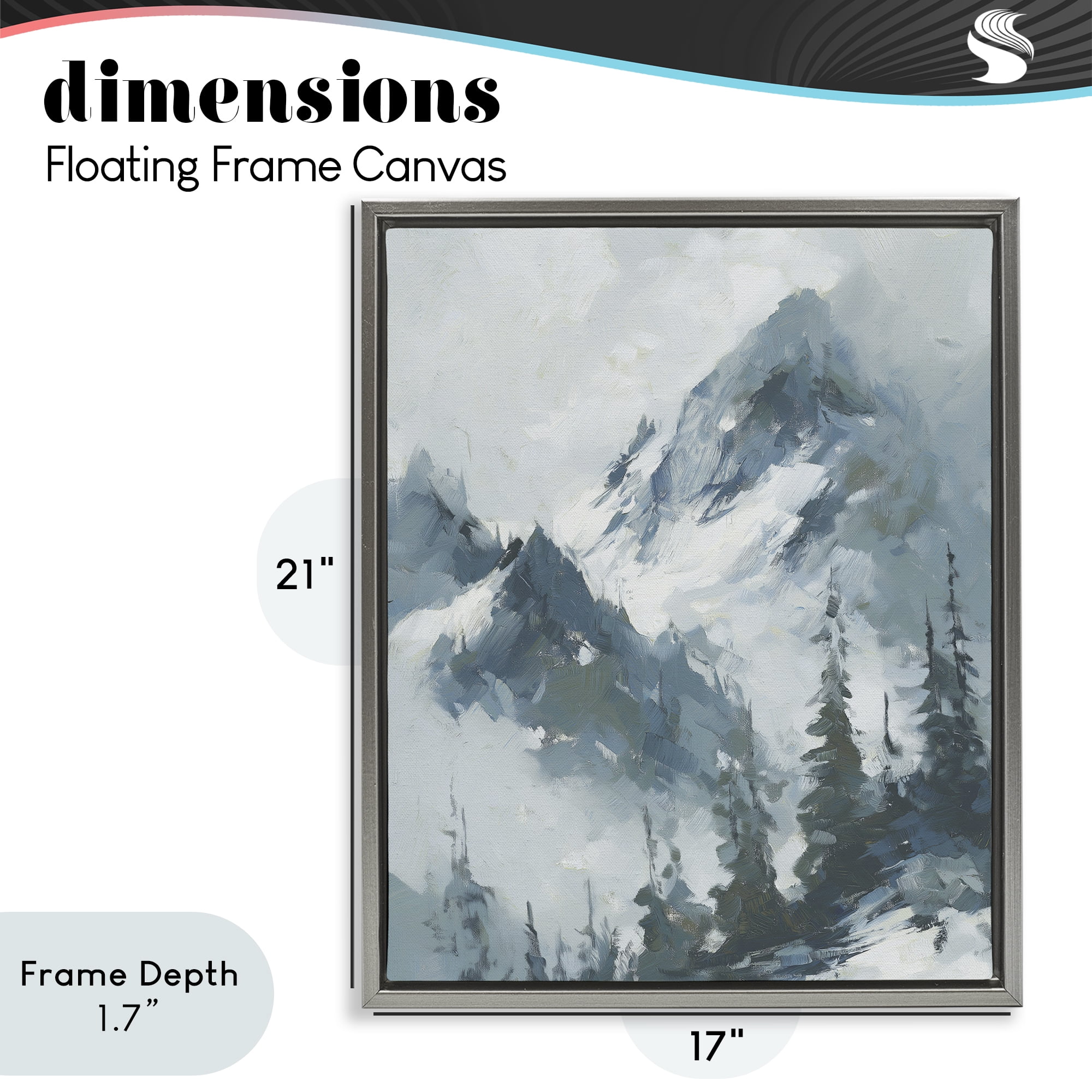 Stupell Industries Frozen Majesty Mountains Gray Framed Floater Canvas Wall Art, design by Svetlana Aleynikova