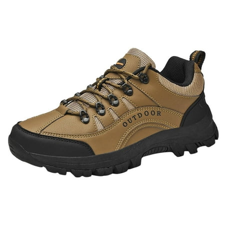 Shoes Sneakers for Men Fashion Summer and Autumn Men Sneakers Hiking Shoes Non Slip Soles Thick Bottom Mesh Breathable Casual Lace Up Male Shoes(Brown 8.5)