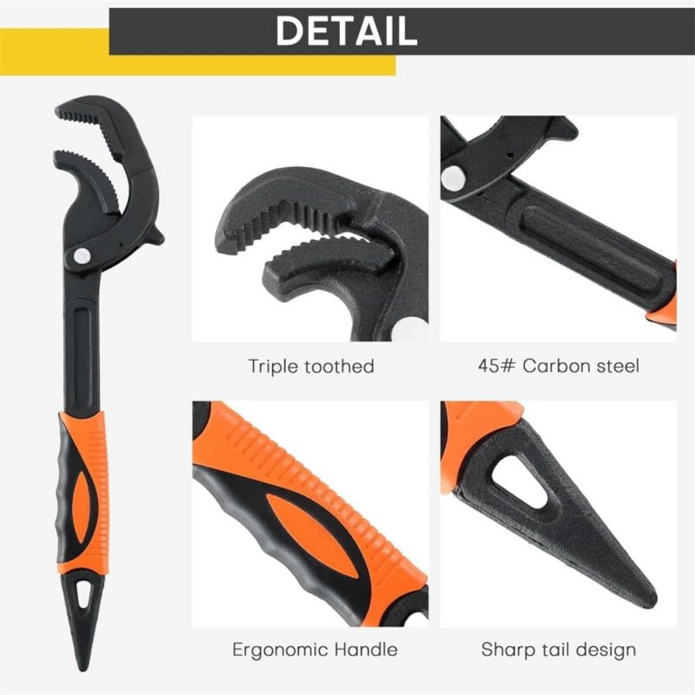 Universal Adjustable Wrench Pipe Wrench With Self Locking Function Double Thread Bottom Pry Bar Design Anti Slip Adjustable Universal Wrench