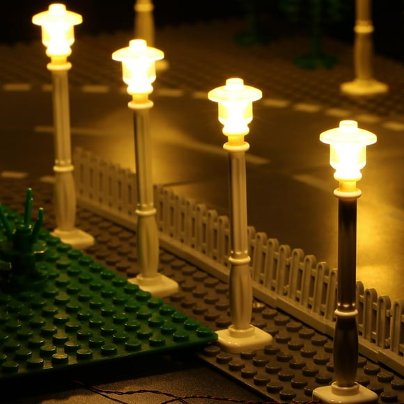TEDDOO 15pcs City Street Light Led (10 in 1 USB Powered) Building Block Lamp Compatible with Lego Bricks 2039 11062 (White Column Warm White Light)
