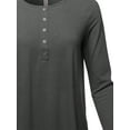 thumbnail image 4 of A2Y Women's Premium Solid Long Sleeve Dolphin Hem Shell Button Henley Top Shirt Charcoal L, 4 of 6
