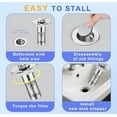 thumbnail image 4 of 2 Pack Bathroom Sink Stopper Upgraded Pop Up Sink Drain Strainer Universal for 1.1"-1.29" Inch with Removable Stainless Steel Filter Basket Hair Catcher$$Tools & Hardware Other, 4 of 7