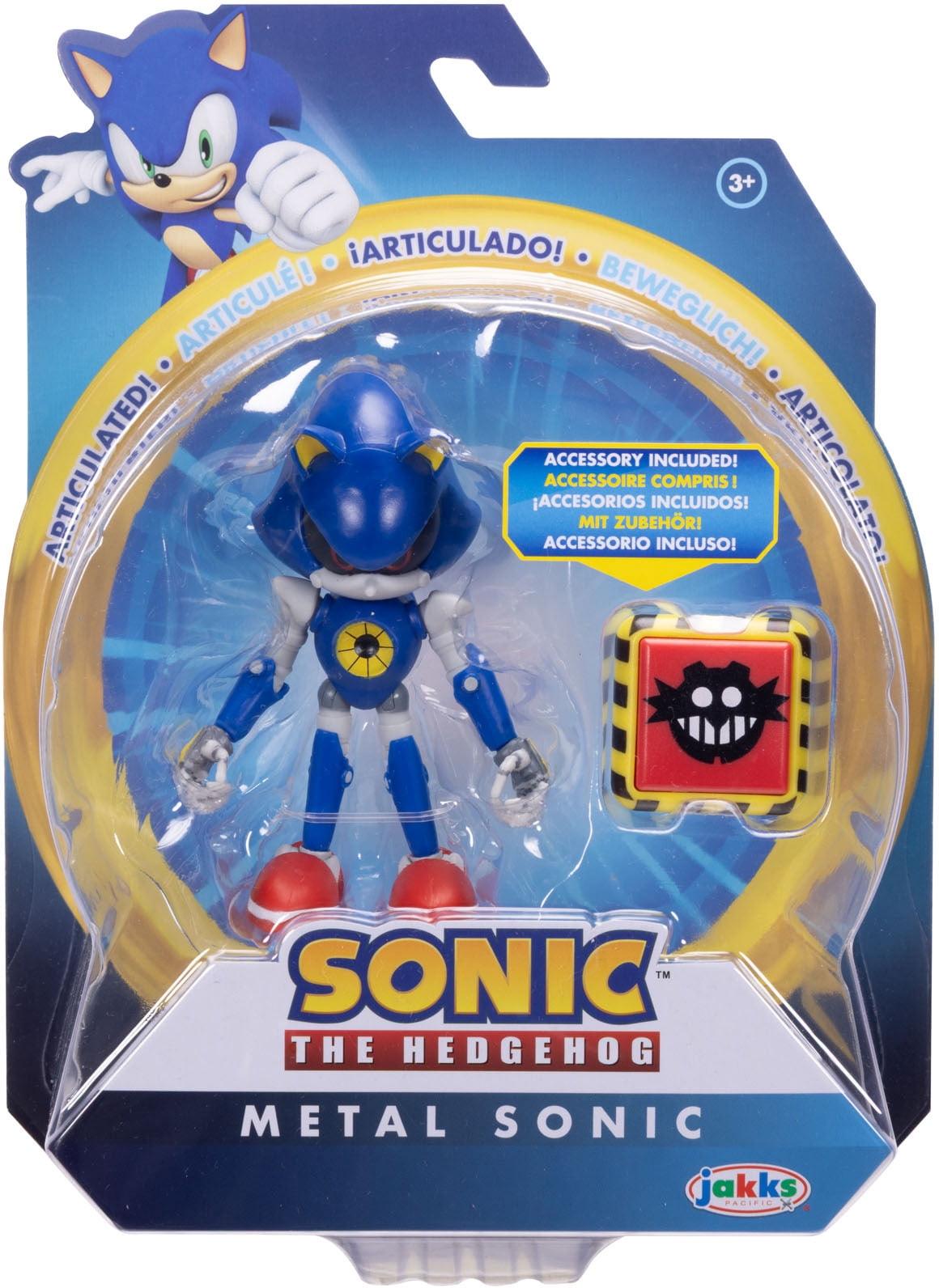 Sonic, Sonic 4-inch Silver Figure, Articulated, Includes Red Star