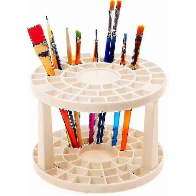 49 Hole Plastic Pencil Brush Holder Multi Bin Organizer - Desk Stand Holding Rack For Markers
