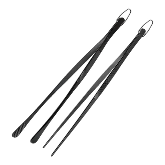 Homelife 2Pcs Kitchen Cooking Tongs 12 Inch Food Clamp Stainless Steel Fine Tweezers with Serrated Tips for Chef Grill BBQ Pasta Salad