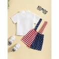 thumbnail image 4 of Coduop Baby Boy Independence Day Gentleman Outfit Set Short Sleeve Shirt and Suspender Shorts Set, 4 of 9