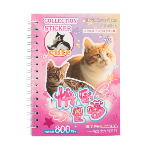 Cute Pet Sticker Book, 800‑Pcs Cat Dog Decorative Sticker Collection Book for Journaling Scrapbooking