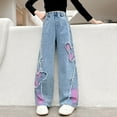 thumbnail image 2 of Zshosam Teen Girl Clothes Kids Girls Jeans Elastic Waist Baggy Denim Wide Leg Pants Trousers Size 5T 6T,(Blue 5-6 Years), 2 of 7