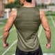 thumbnail image 3 of Camiseta de tirantes de cuello redondo para hombre, informal, sin mangas, de verano, para fitness y deportes, cómoda, de poliéster., 3 of 4
