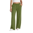 thumbnail image 2 of Kojanyu Women's Side Stripe Wide Leg DrawstringSweatpants Elastic Waist Casual Track Workout Pants with Pockets,Army Green,M, 2 of 8