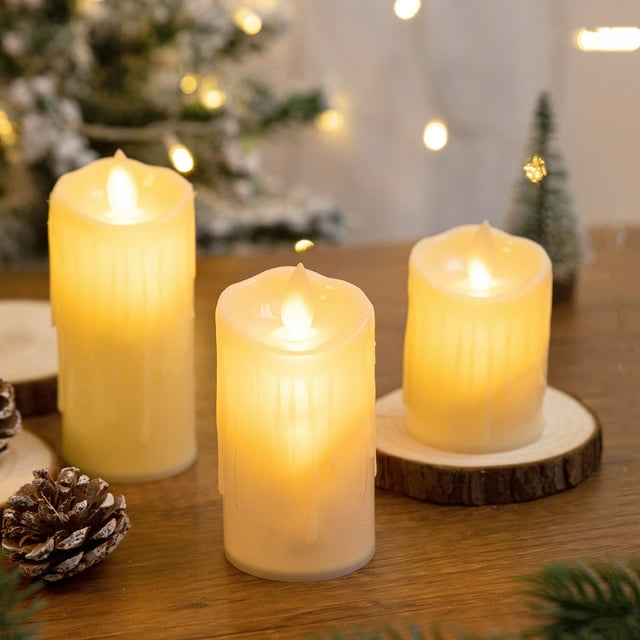 Jinsinto Bougies LED Noël Mariage Anniversaire Fête 3 Pcs Fines Bougies Simulation