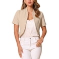 thumbnail image 1 of CHAQUETA DE TRABAJO CHIC PARA MUJERES INSPIRE, CON CUELLO SHAWL, ABIERTA EN FRONTAL, CORTA, COLOR BEIGE, 1 of 6