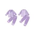 thumbnail image 2 of RUINIXCW Toddler Baby Girl Silk Satin Pajama Set Kids Spring Fall Winter PJS Set Sleepwear Fuzzy Trim Long Sleeve Button Down Shirt and Pants Set Loungwear Homewear, 2 of 9