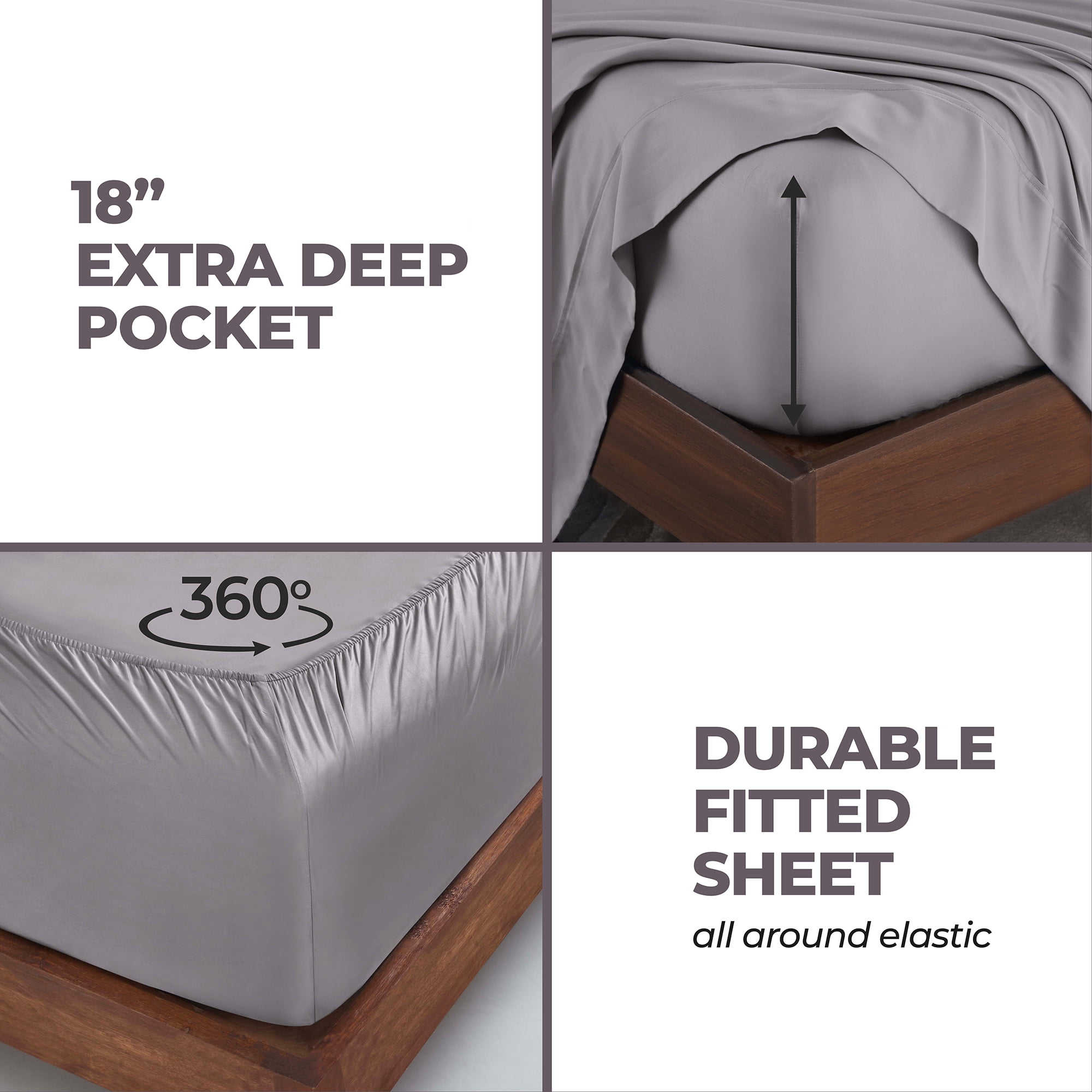 Superior Modal From Beechwood Lightweight Sheet Set, Queen, Gray
