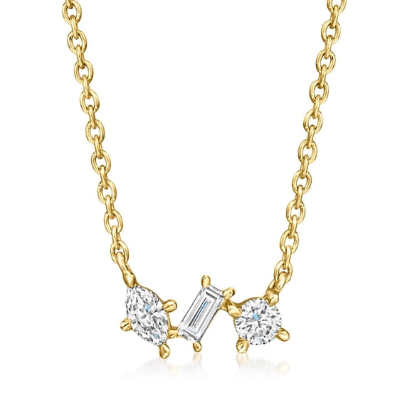 Pure Collection by Ross-Simons 0.20 ct. t.w. Multi-Shaped Lab-Grown Diamond Necklace in 18kt Gold Over Sterling, Women's, Adult