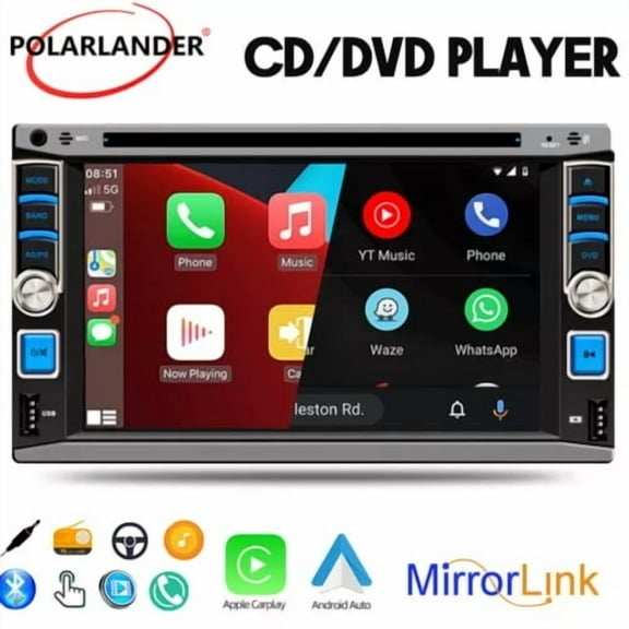 6.2" Double 2 Din Car Stereo Apple Carplay Android Auto GPS Radio Touch Screen CD DVD Player Car Radio