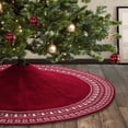 thumbnail image 5 of Fair Isle Knit Tree Skirt 48 Inch, Chunky Knitted Tree Collar for Country Rustic Christmas Decorations, Burgundy Red & Cream White, 5 of 5