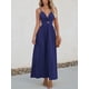 thumbnail image 4 of Vestido CUPSHE para mujer, cuello en V, maxi sol, azul marino, talla XL, 4 of 5