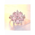 9 Pink Sakura Cubic Zirconia Stainless Steel Ring For Women Birthday ...