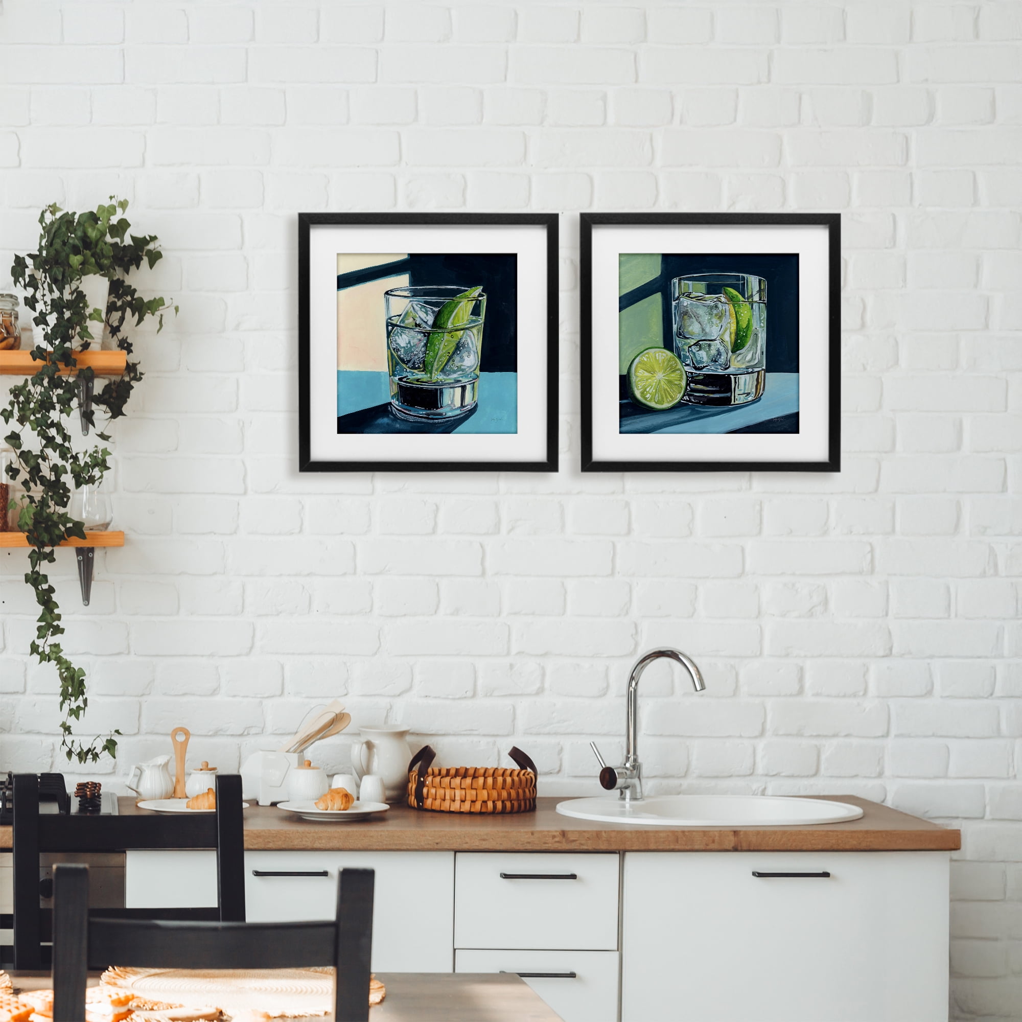 Stupell Industries Strong Gin Tonic Cocktail 2 Piece Black Framed Print Under Glass Set, design by Kate Jarvik Birch
