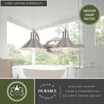 thumbnail image 4 of Akron 18-in Satin Nickel Farmhouse Barn Wall Sconce, 2 Light Bathroom Vanity Fixture, Metal Shade, White Interior, 4 of 10