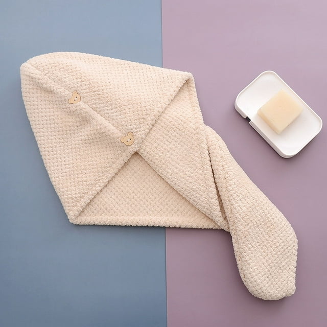 Velvet Hair Drying Thickened Towel Shower Drying Hair Super Absorbent Towel Drying Hair With Button Bath Fixed