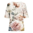 thumbnail image 5 of HaoXianJian Women's Short Sleeve T-Shirts - Floral Print Top Crew Neck Shirts/Blouses for Summer Going Out Tops 2025 Loose Fits - Plus Size L- 4X, 5 of 5