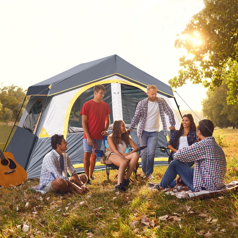 HIKERGARDEN 8 Person Camping Tent - Portable Family Cabin Tent for Camp, Windproof Fabric Camp Tent Outdoor for Hiking, Backpacking, Traveling