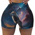 thumbnail image 2 of Fuzoiu Night Sky Wolf Print Women's Workout Shorts,Workout Biker Shorts Women,Exercise Fitness Shorts,Scrunch Short, Athletic Shorts for Gym Yoga Running Sport Active-Large, 2 of 8